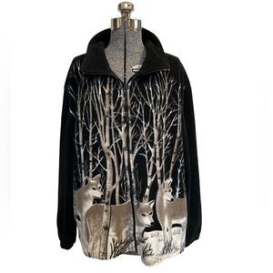 Vintage 90s Wolf Print Fleece Zip Up XL By Angderson Arizona